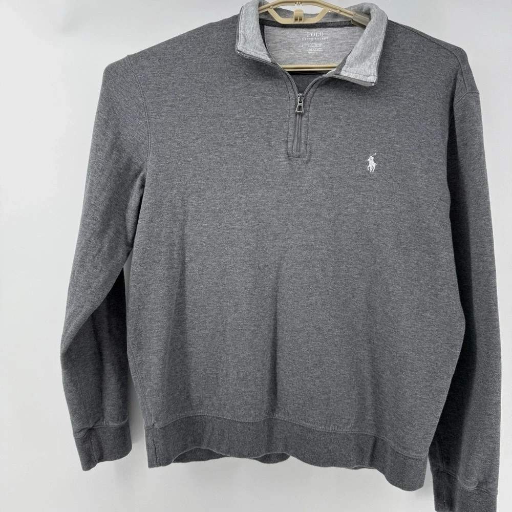 Polo Ralph Lauren  1/4‎ Zip Pullover Fleece Performance Men's L Pony Logo Gray